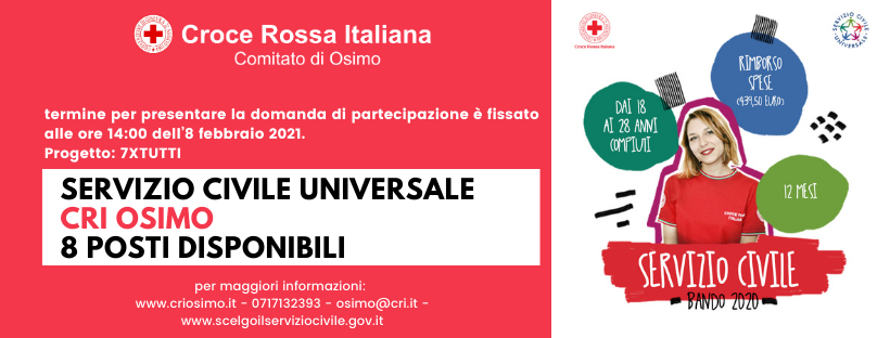 Servizio Civile Universale – CRI Osimo – Graduatoria definitiva